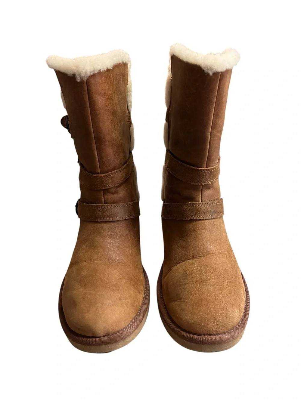 UGG Australia Becket Shearling Buckle Boots Chestnut Brown Women’s Size 8